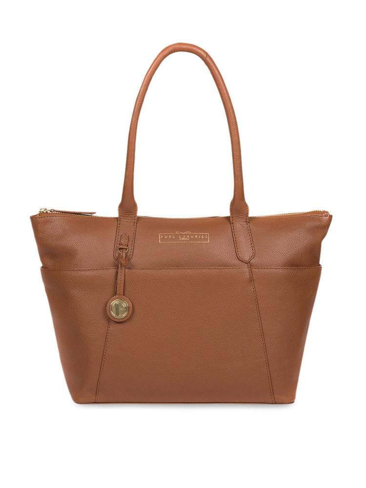 PURE LUXURIES LONDON Women Tan Brown Solid Genuine Leather Everly Shoulder Bag