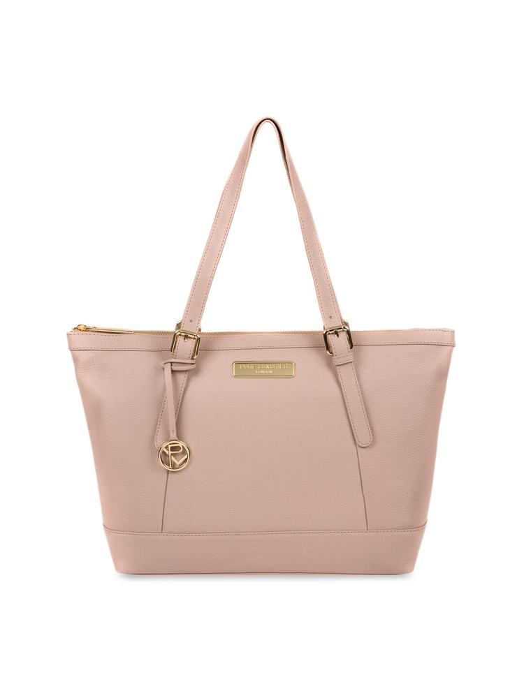 PURE LUXURIES LONDON Women Pink Solid Genuine Leather Emily Tote Bag
