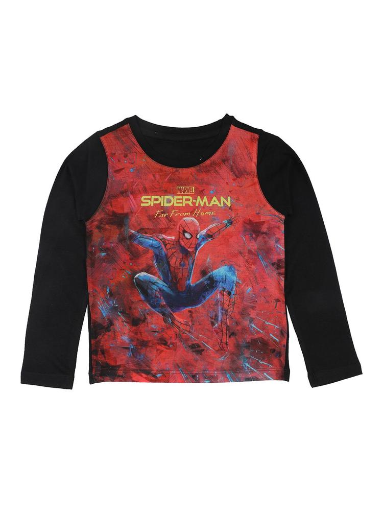 Marvel by Wear Your Mind Boys Red & Black Printed Round Neck T-shirt