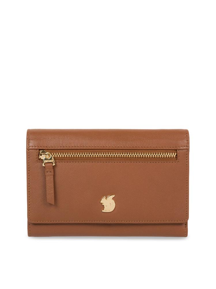 PURE LUXURIES LONDON Tan Brown Solid Leather Clutch