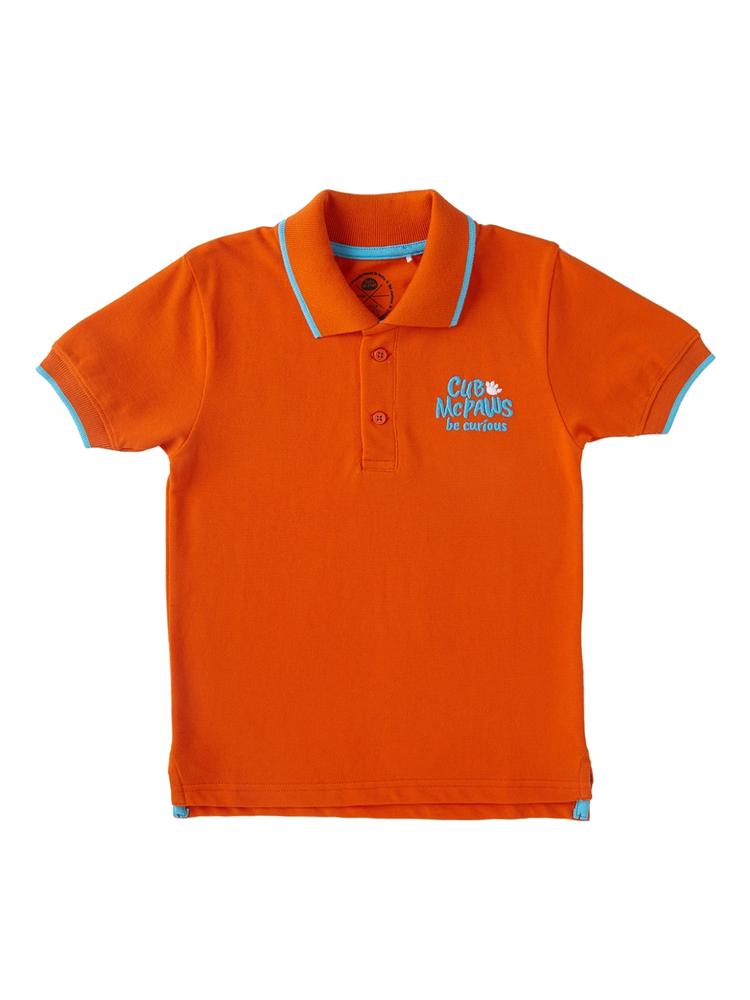 Cub McPaws Boys Orange Solid Polo Collar T-shirt
