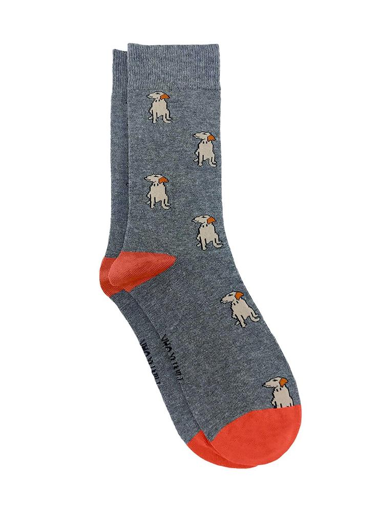 Mint & Oak Men Grey Melange & Beige Patterned Calf-Length Socks