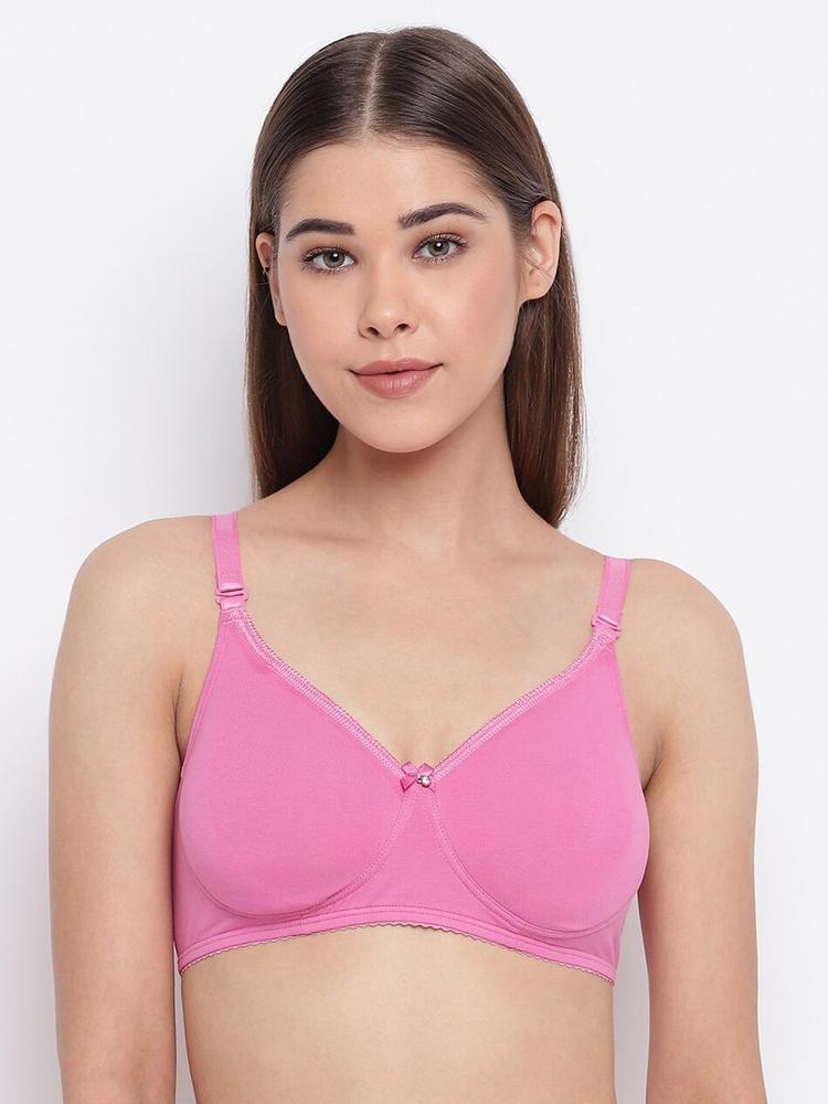 Enamor Pink Non-Wired Non Padded High Coverage Everyday Tshirt Bra A055