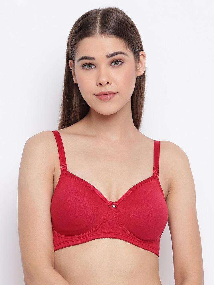 Enamor Red Non-Wired Non Padded High Coverage Everyday Tshirt Bra A025