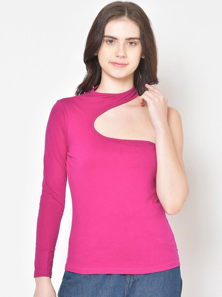 Cation Women Magenta Solid Fitted Top