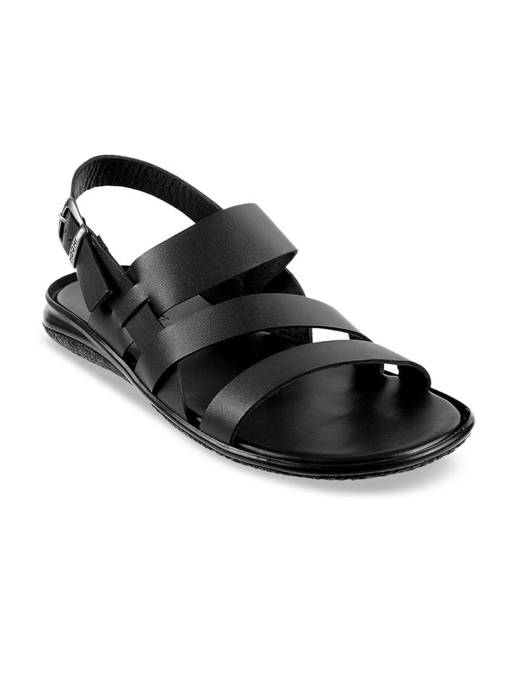 Mochi Men Black Solid Comfort Sandals