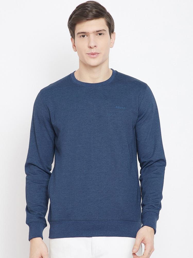 Adobe Men Navy Blue Solid Sweatshirt