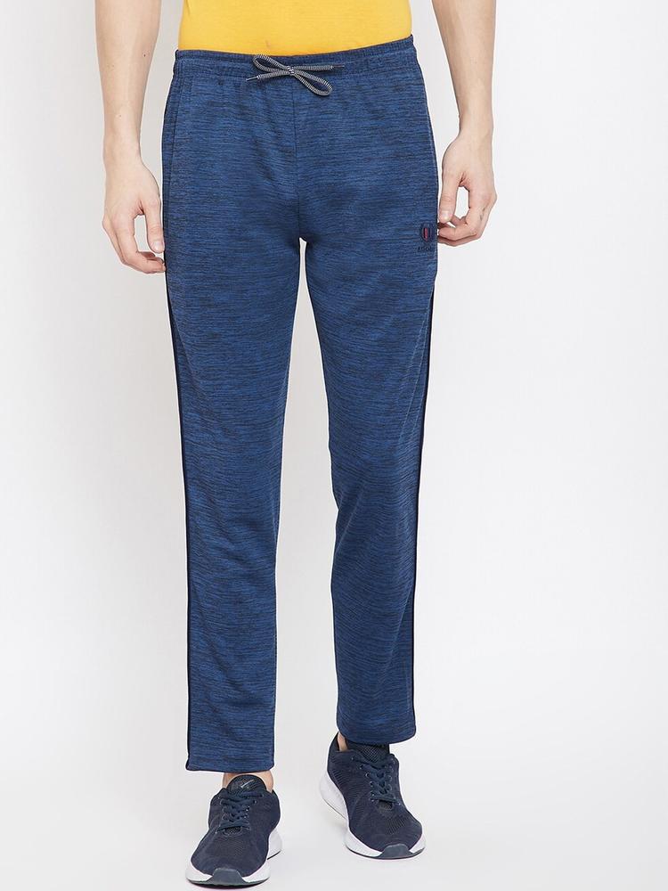 Adobe Men Navy Blue Self-Design Straight-Fit Track Pants