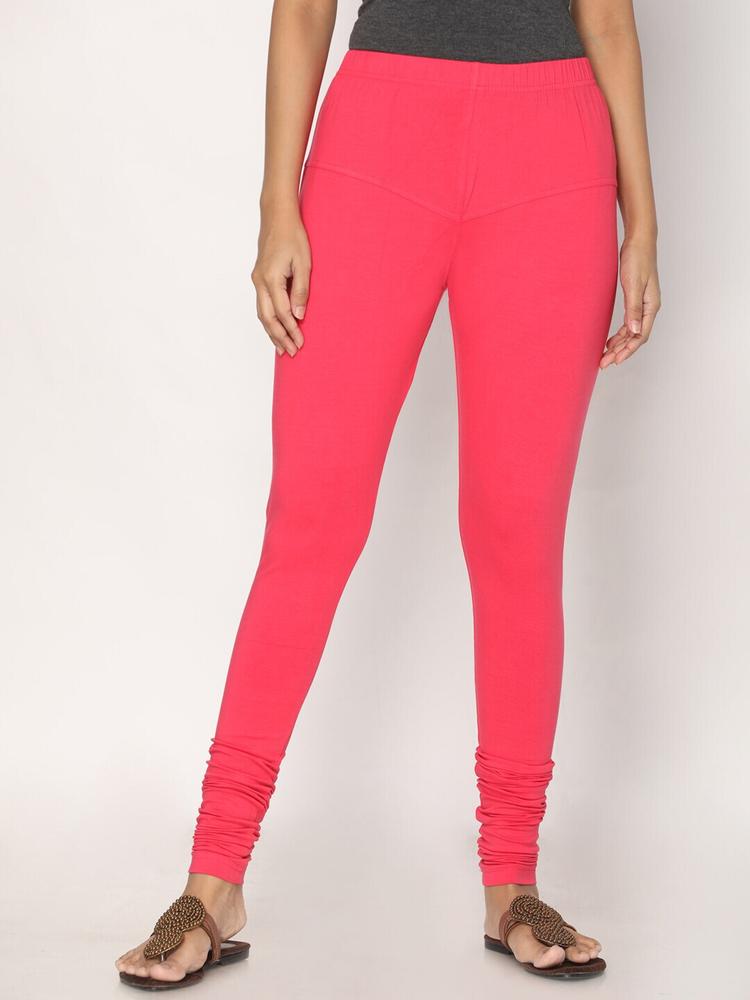 TSG Bliss Women Rose Pink Solid Churidar-Length leggings