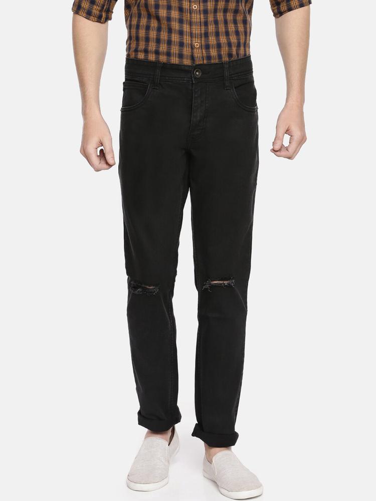 Chennis Men Black Slim Fit Mid-Rise Mildly Distressed Stretchable Jeans
