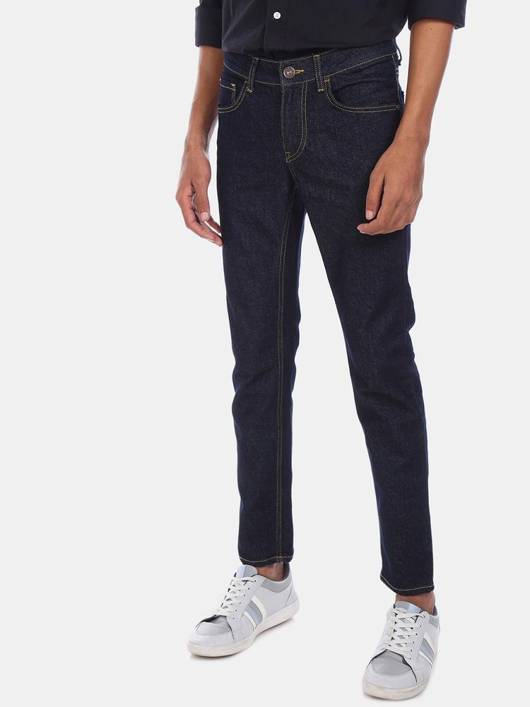 Colt Men Navy Blue Regular Fit Mid-Rise Clean Look Stretchable Jeans