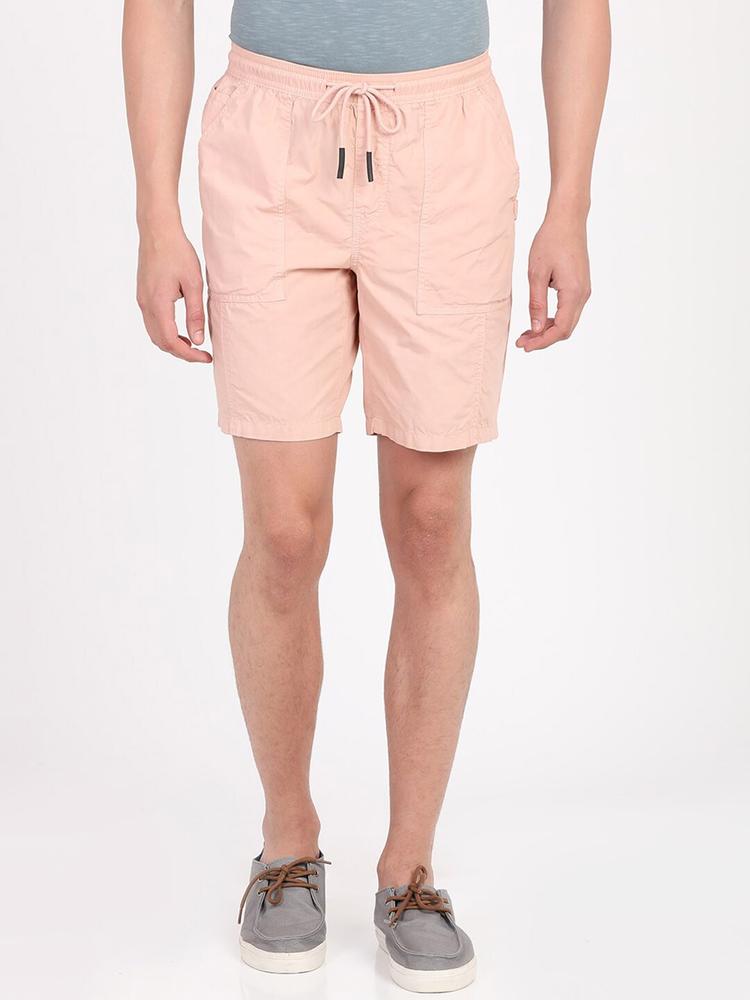 Breakbounce Men Pink Solid Slim Fit Regular Cotton Shorts