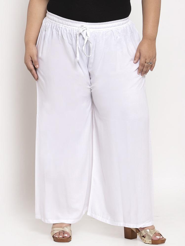TAG 7 PLUS Women White Solid Flared Fit Palazzo
