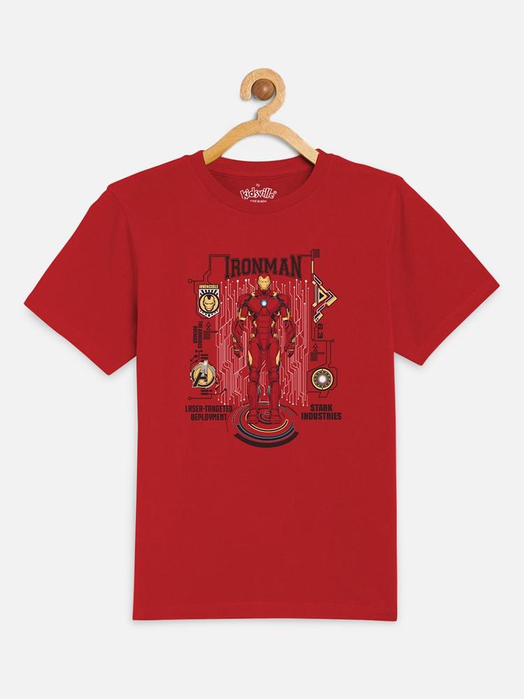 Kids Ville Iron Man featured Red Tshirt for Boys