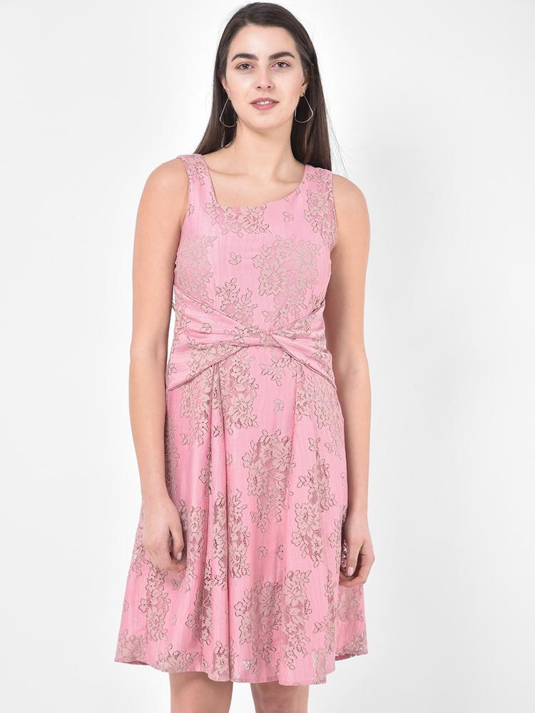 Latin Quarters Women Pink Printed Fit and Flare Dress