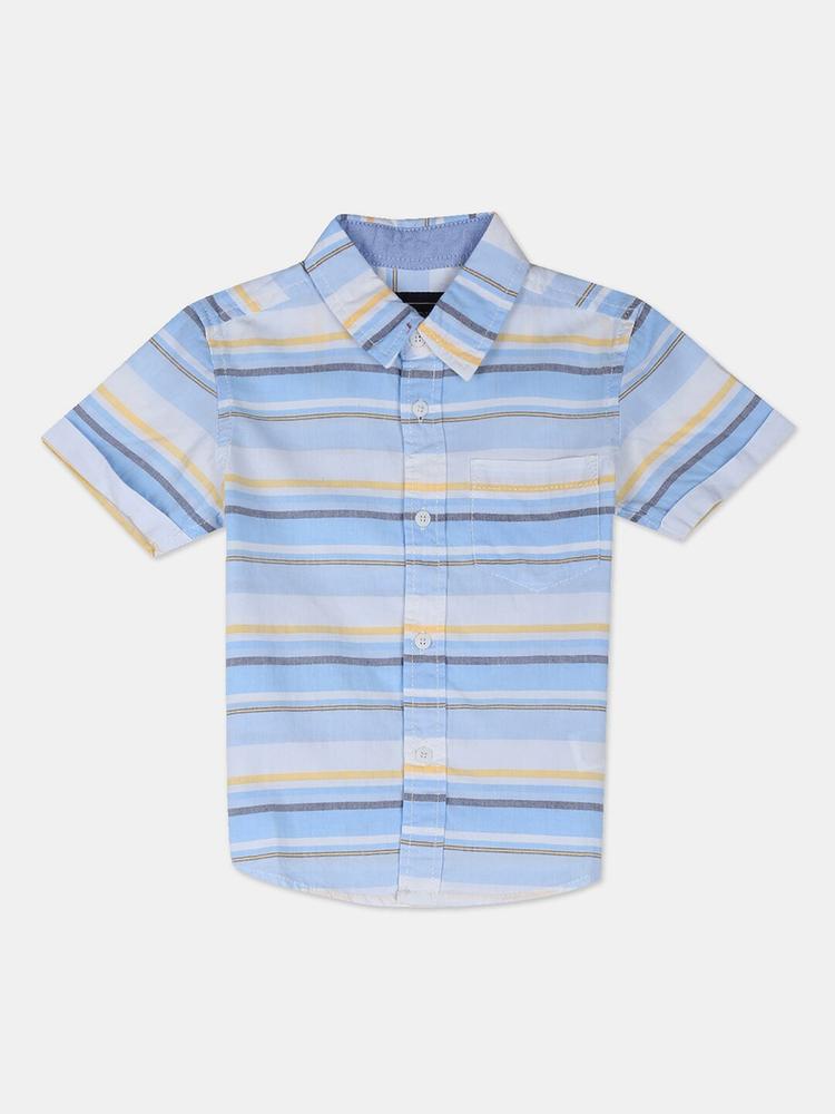 Cherokee Boys Blue Regular Fit Striped Casual Shirt