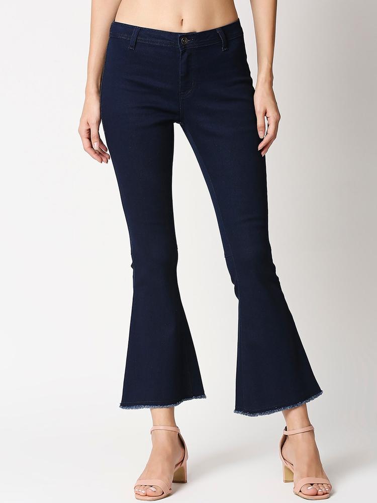 High Star Women Blue Bootcut High-Rise Clean Look Jeans