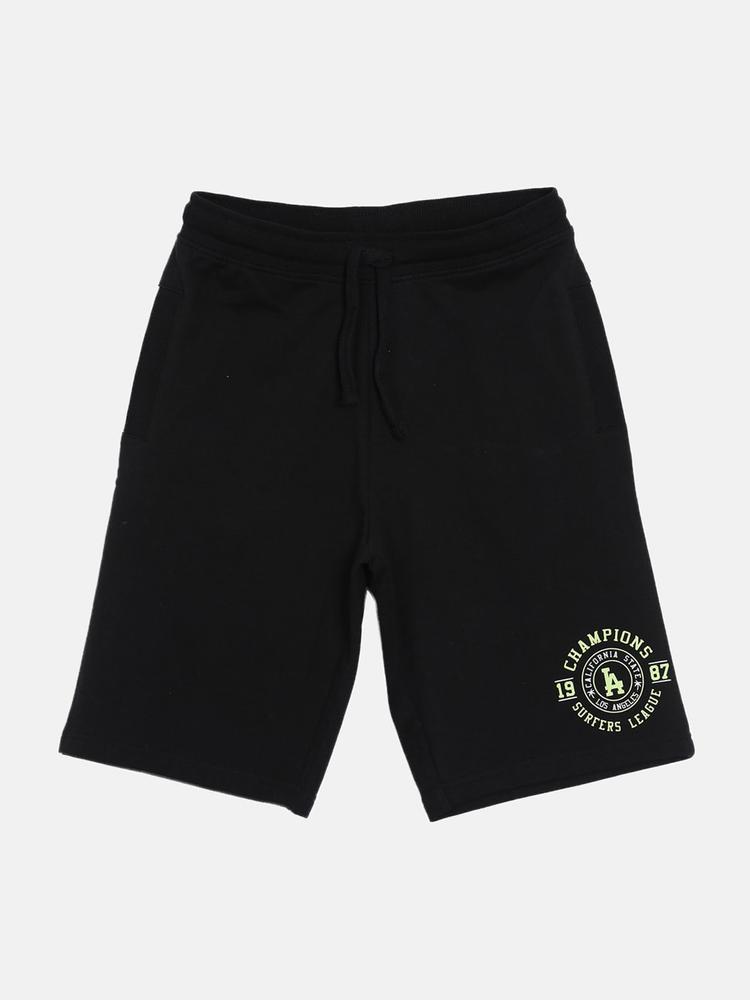 3PIN Boys Black Solid Regular Fit Regular Shorts