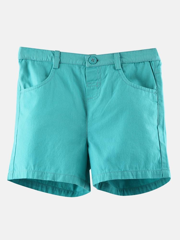 Beebay Boys Turquoise Blue Solid Regular Fit Regular Shorts