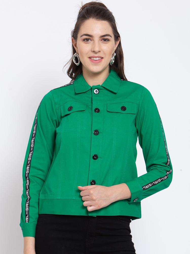 Style Quotient Women Green Crop Tailored Jacket