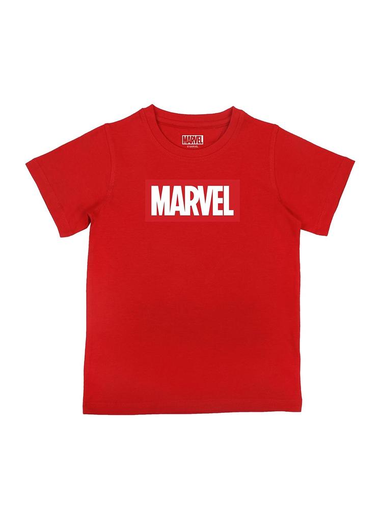 Marvel by Wear Your Mind Boys Red Typography Printed T-shirt