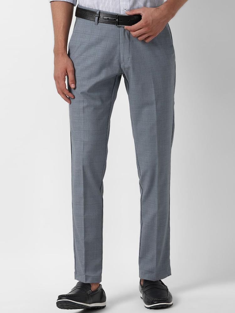 Louis Philippe Sport Men Grey Textured Formal Trousers