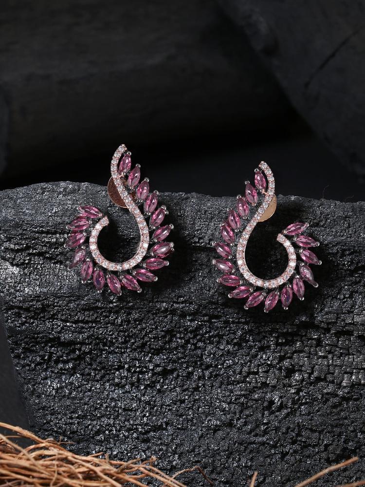 Adwitiya Collection Pink Contemporary Drop Earrings