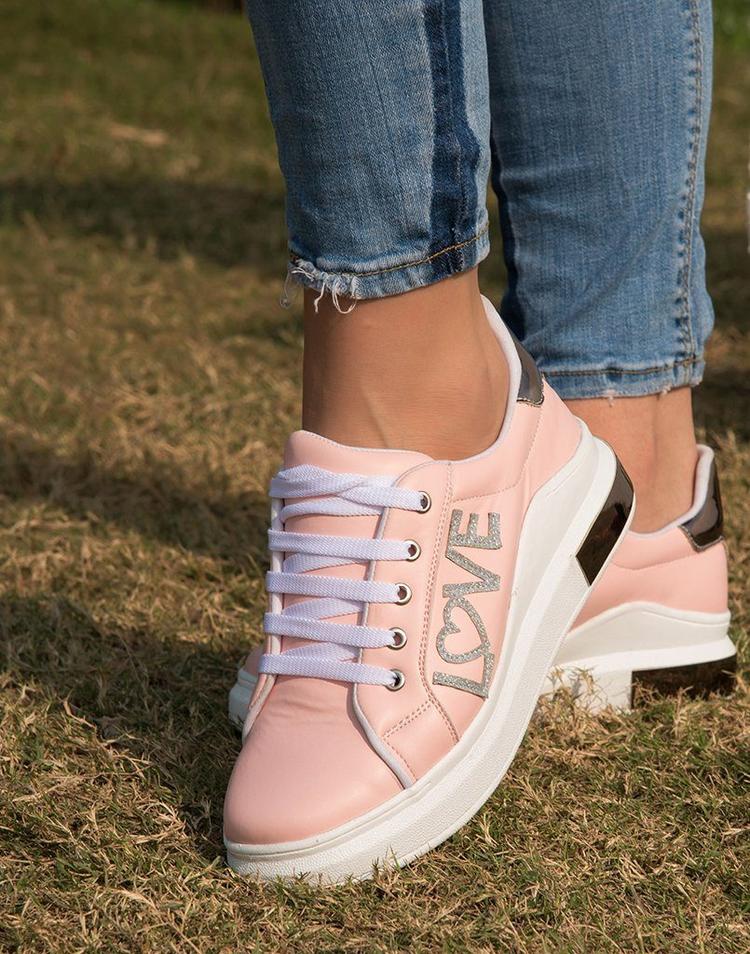 Love Pink Metallic Sneakers