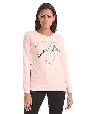 Graphic Sweatshirt With Lace Patch