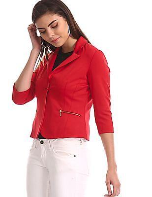 Red Standard Fit Solid Jacket