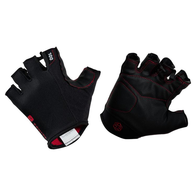 Weight Training Gloves 100- Black with Red