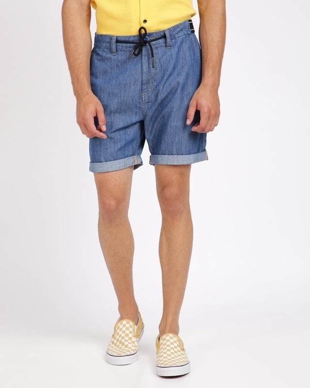 Breakbounce Solid Indigo shorts with drawcord fastening