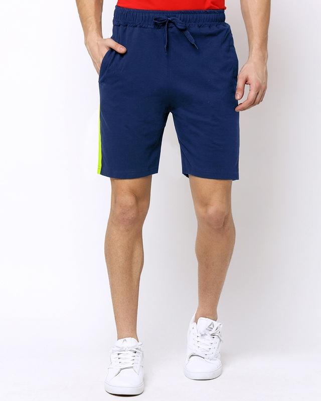 Men's Blue Color Block Shorts