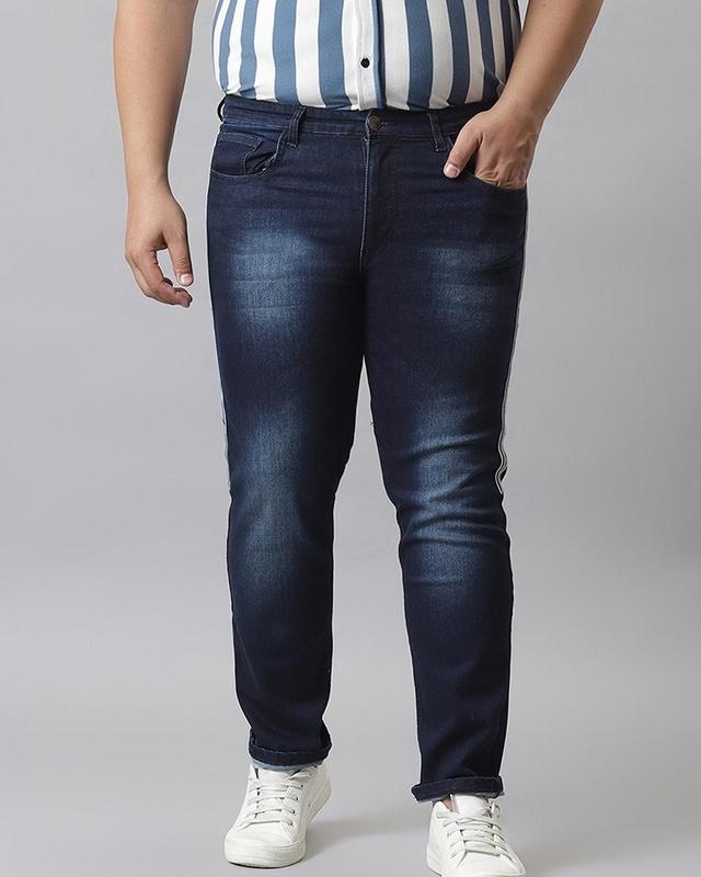 Men's Blue Washed Plus Size Jeans