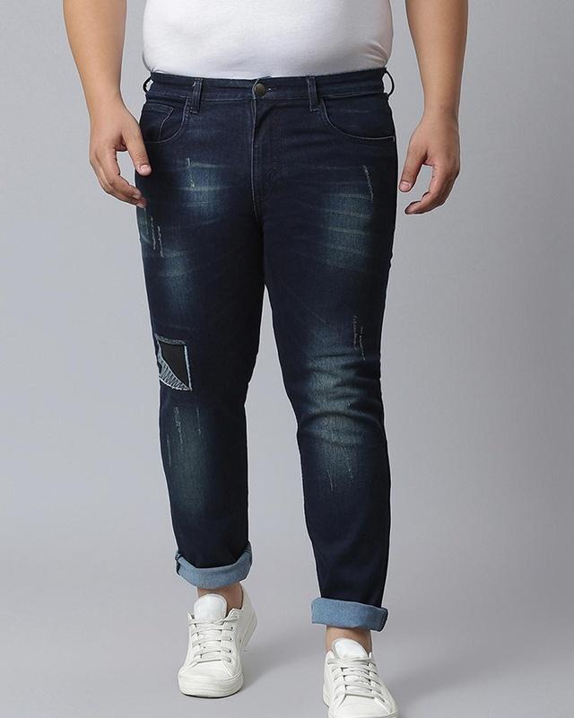 Men's Blue Washed Plus Size Jeans