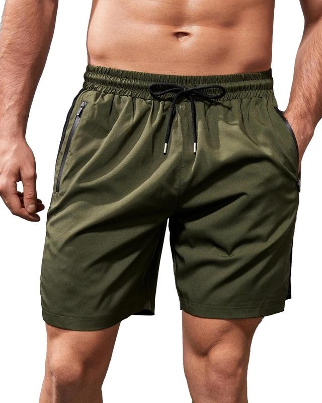 Men's Green Keep Running Typography Slim Fit Shorts