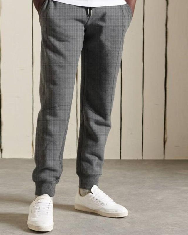 Men's Grey Checked Slim Fit Joggers