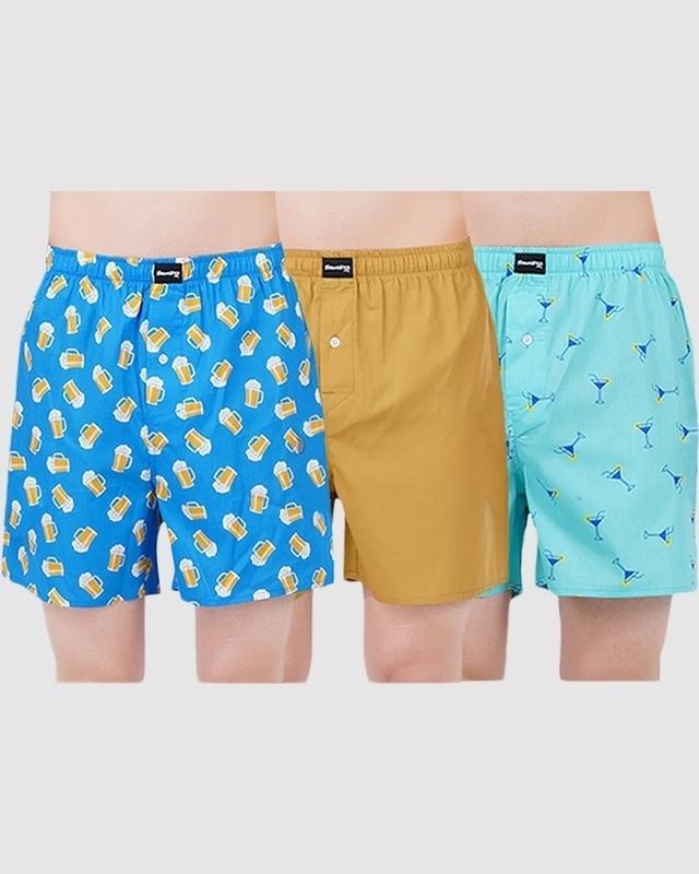 Men's Printed Cotton Boxers (Pack of 3)