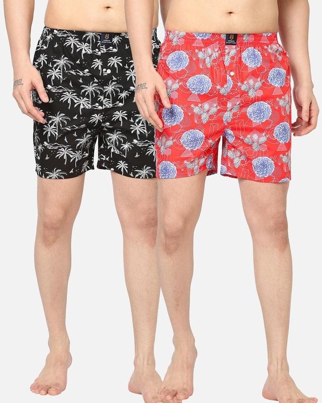 Men's Red & Black All Over Printed Boxers ( Pack of 2)