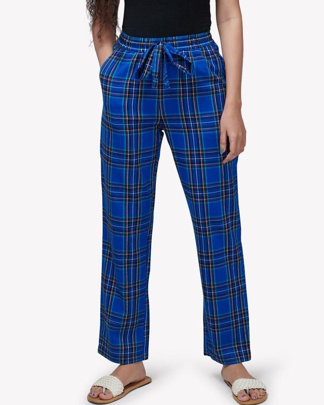 Women's Blue Checked Pyjamas