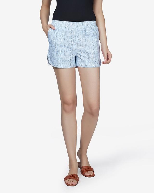 Women's Blue Printed Shorts