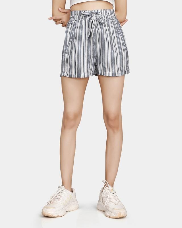 Women's Grey Striped Shorts