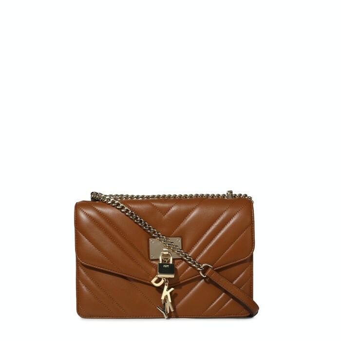 Women Brown Solid Leather Shoulder Bag With Flap