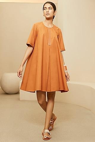 Tan Orange Cotton Dress