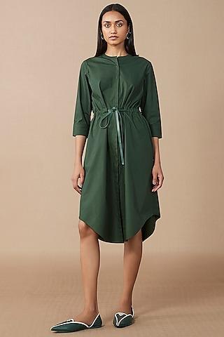 Green Poplin Monochrome Dress