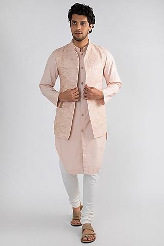 Blush Pink Kurta Set With Jacket