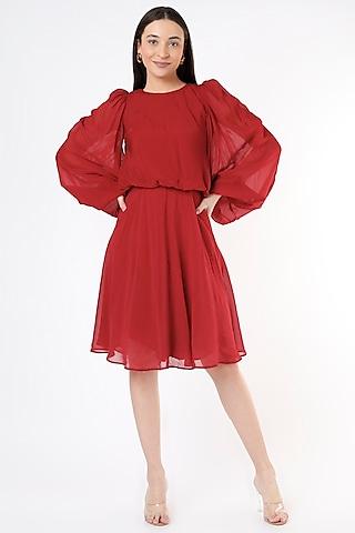 Red Vegan Organza Silk Dress
