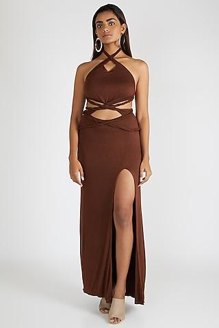 Brown Crossover Tube Gown