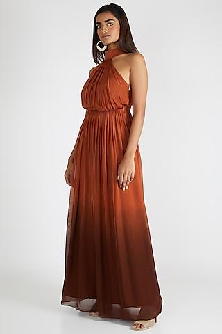 Brown Ombre Chiffon Gown