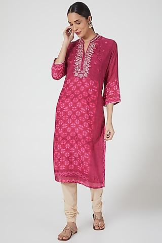 Rani Pink Printed & Embroidered Tunic